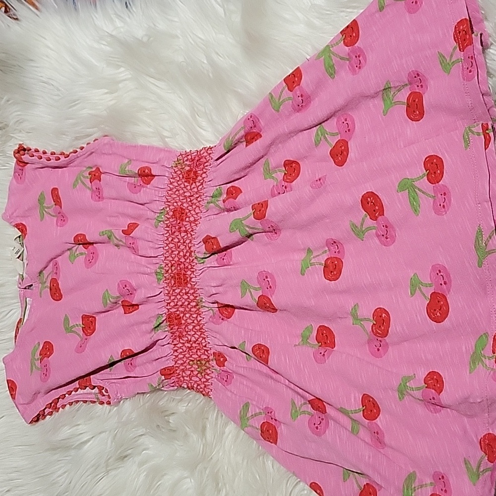 Reposhed Mini Boden Pink Cherry Print Cotton Dress
